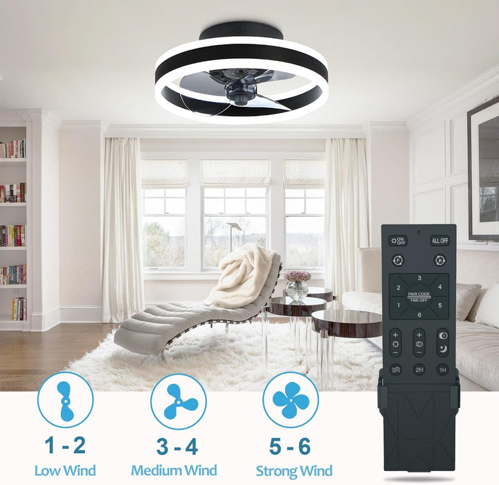 Black Low Profile Ceiling Fan with Light and Remote Control, Reversible Flush Mount Ceiling Fan for Bedroom Kitchen-3-ErisView