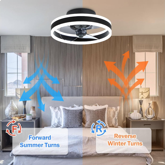 Black Low Profile Ceiling Fan with Light and Remote Control, Reversible Flush Mount Ceiling Fan for Bedroom Kitchen-5-ErisView