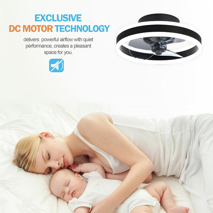 Black Low Profile Ceiling Fan with Light and Remote Control, Reversible Flush Mount Ceiling Fan for Bedroom Kitchen-6-ErisView