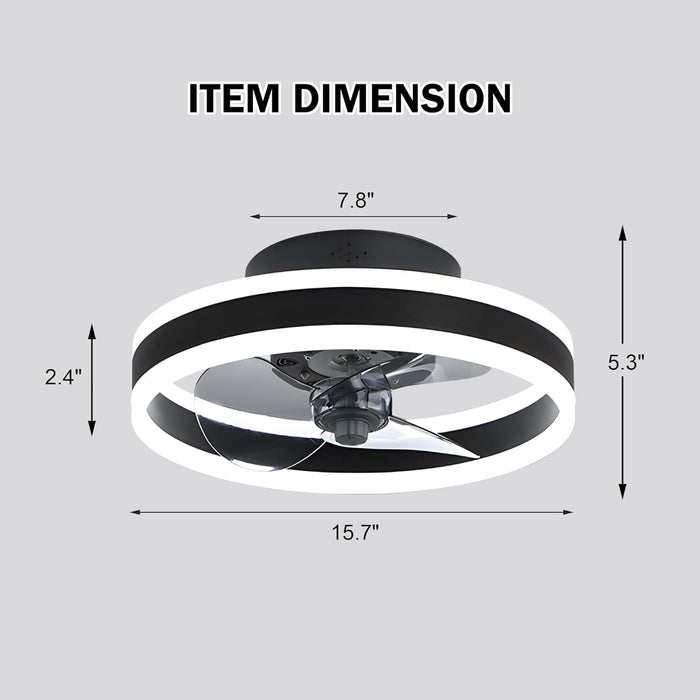 Black Low Profile Ceiling Fan with Light and Remote Control, Reversible Flush Mount Ceiling Fan for Bedroom Kitchen-8-ErisView