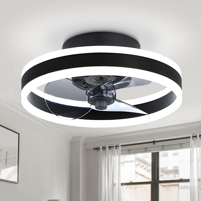 Black Low Profile Ceiling Fan with Light and Remote Control, Reversible Flush Mount Ceiling Fan for Bedroom Kitchen-1-ErisView