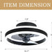 Black Low Profile Ceiling Fan with Light and Remote, Flush Mount Fandelier, Brushed Dimmable Ceiling Fan without Blades for Bedroom Living Room Dining Room-2-ErisView