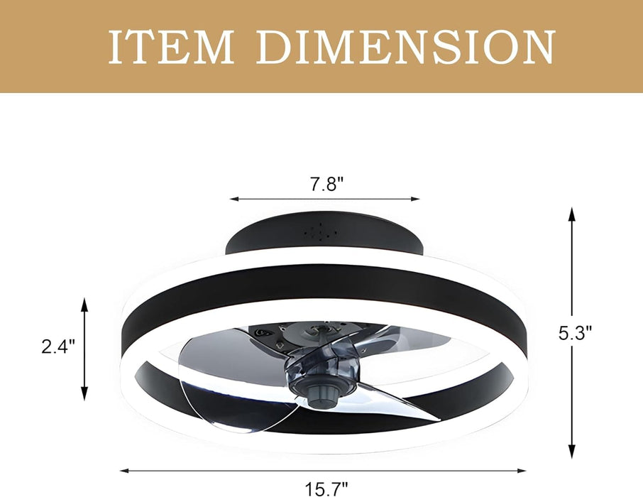 Black Low Profile Ceiling Fan with Light and Remote, Flush Mount Fandelier, Brushed Dimmable Ceiling Fan without Blades for Bedroom Living Room Dining Room-2-ErisView