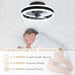 Black Low Profile Ceiling Fan with Light and Remote, Flush Mount Fandelier, Brushed Dimmable Ceiling Fan without Blades for Bedroom Living Room Dining Room-5-ErisView