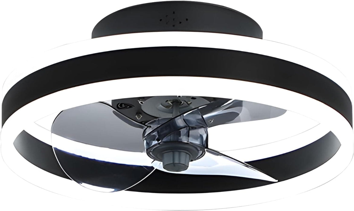 Black Low Profile Ceiling Fan with Light and Remote, Flush Mount Fandelier, Brushed Dimmable Ceiling Fan without Blades for Bedroom Living Room Dining Room-9-ErisView