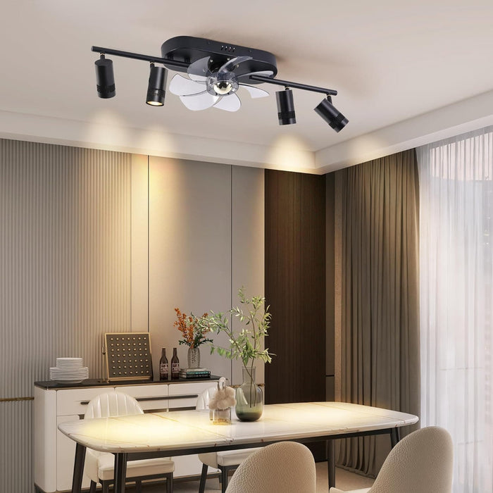 Black Modern Ceiling Fan with Light and Remote Control, Reversible LED Ceiling Fan and Light, Track Lighting for Kitchen Hallway-3-ErisView