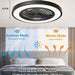 Black Modern Ceiling Fans with Lights and Remote, Enclosed Ceiling Fan, Flush Mount Bladeless Ceiling Fans for Bedroom Living Room Kitchen Dining Room-3-ErisView