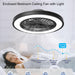 Black Modern Ceiling Fans with Lights and Remote, Enclosed Ceiling Fan, Flush Mount Bladeless Ceiling Fans for Bedroom Living Room Kitchen Dining Room-4-ErisView