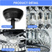 Black Modern Crystal Bladeless Ceiling Fan with Light and Remote, Low Profile Enclosed Ceiling Fan for Living Room, Reversible Fan for Summer Winter-4-ErisView