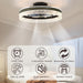 Black Modern Flush Mount Ceiling Fan with Lights and Remote, Low Profile Ceiling Fan without Blades for Bedroom Living Room Kitchen-2-ErisView