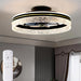 Black Modern Flush Mount Ceiling Fan with Lights and Remote, Low Profile Ceiling Fan without Blades for Bedroom Living Room Kitchen-1-ErisView