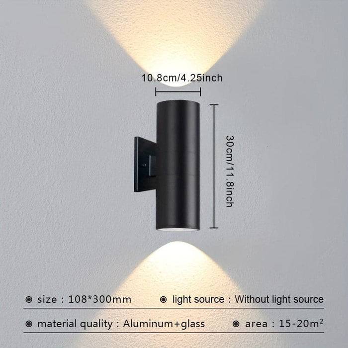 Black Outdoor Wall Light, Modern Outdoor Waterproof Wall Lamp, Exterior Up and Down Wall Light for Courtyard Corridor Balcony Staircase-ErisView