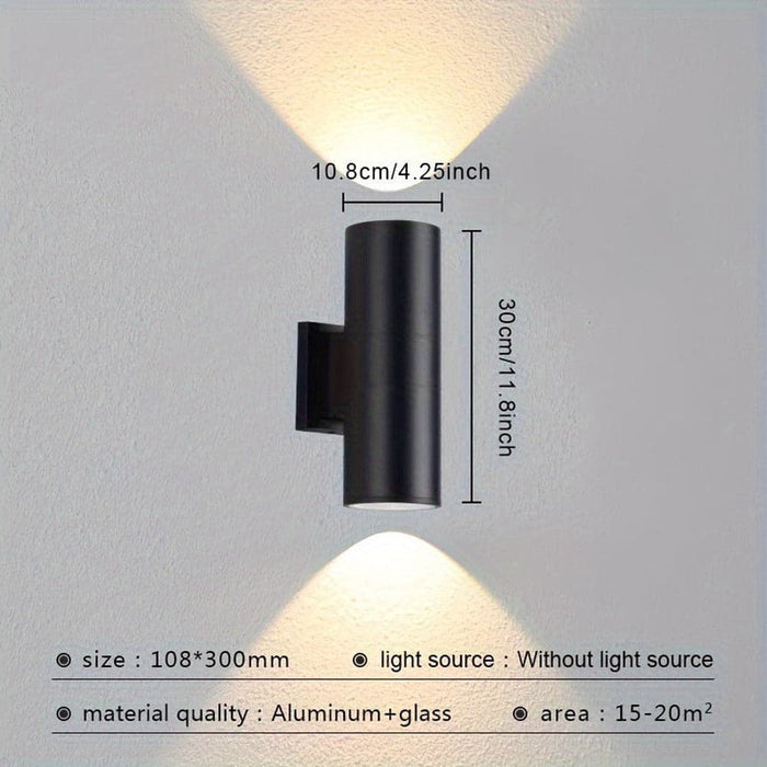 Black Outdoor Wall Light, Modern Outdoor Waterproof Wall Lamp, Exterior Up and Down Wall Light for Courtyard Corridor Balcony Staircase-ErisView