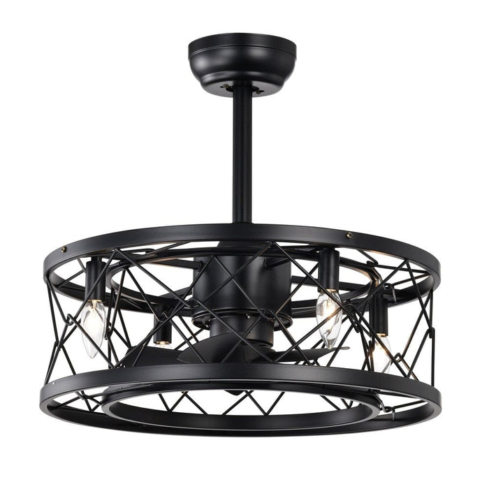 Black Small Low Noise Ceiling Fan, Modern Farmhouse Enclosed Reversible Ceiling Fan for Bedroom Living Room-ErisView