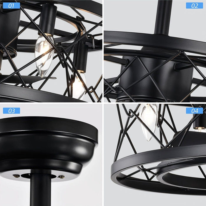 Black Small Low Noise Ceiling Fan, Modern Farmhouse Enclosed Reversible Ceiling Fan for Bedroom Living Room-ErisView
