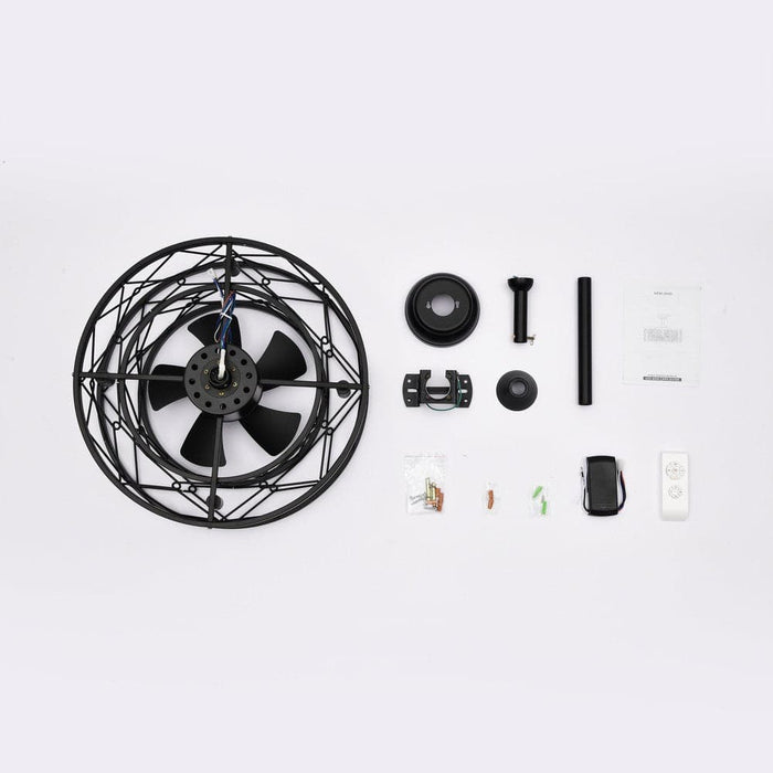 Black Small Low Noise Ceiling Fan, Modern Farmhouse Enclosed Reversible Ceiling Fan for Bedroom Living Room-ErisView