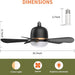 Black Socket Fan Light, Screw In Ceiling Fans with Light and Remote for Garage Bedroom Kitchen, Small Living Room Fan, Bathroom Ceiling Fan with Light-2-ErisView