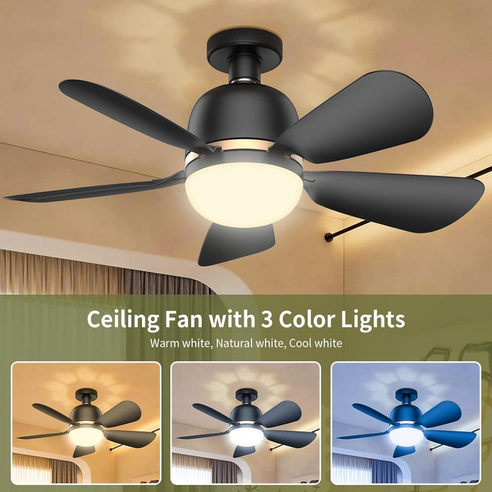 Black Socket Fan Light, Screw In Ceiling Fans with Light and Remote for Garage Bedroom Kitchen, Small Living Room Fan, Bathroom Ceiling Fan with Light-3-ErisView