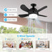 Black Socket Fan Light with Remote, Small Ceiling Fan with Lights, Screw In Ceiling Fan for Bedroom Living Room Kitchen, Garage Ceiling Fan -5-ErisView