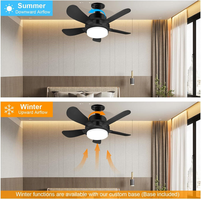 Black Socket Fan Light with Remote, Small Ceiling Fan with Lights, Screw In Ceiling Fan for Bedroom Living Room Kitchen, Garage Ceiling Fan -6-ErisView
