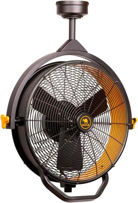 Black Yellow Corded Ceiling Fan, Flush Mount Remote Control Ceiling Fans, Garage Ceiling Fan-3-ErisView