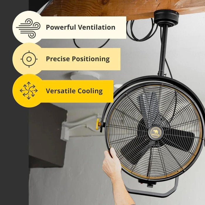 Black Yellow Corded Ceiling Fan, Flush Mount Remote Control Ceiling Fans, Garage Ceiling Fan-7-ErisView