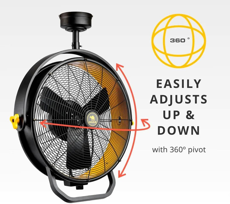 Black Yellow Corded Ceiling Fan, Flush Mount Remote Control Ceiling Fans, Garage Ceiling Fan-8-ErisView