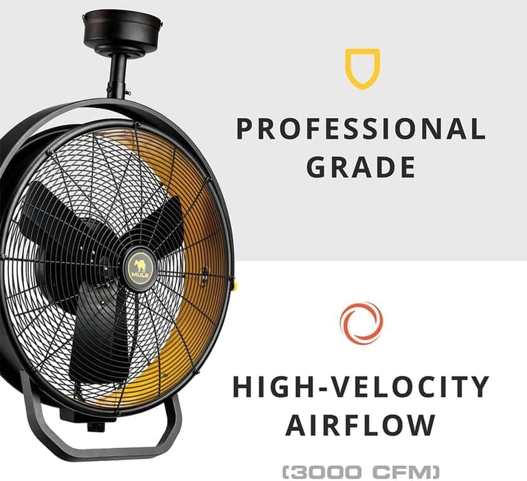 Black Yellow Corded Ceiling Fan, Flush Mount Remote Control Ceiling Fans, Garage Ceiling Fan-9-ErisView