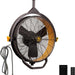 Black Yellow Corded Ceiling Fan, Flush Mount Remote Control Ceiling Fans, Garage Ceiling Fan-1-ErisView