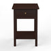 Black End Side Table with Storage Drawer Shelf-FrontView-ErisView