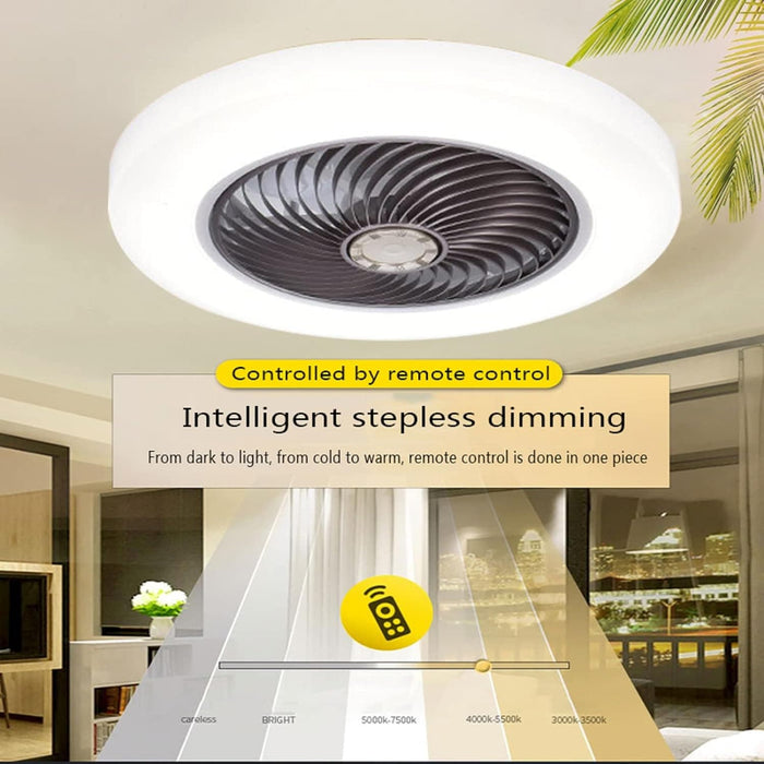 Bladeless Recessed Ceiling Fan with Light and Remote, Low Profile Enclosed Ceiling Fan, Smart LED Dimmable Hidden Ceiling Fan for Bedroom Living Room-2-ErisView