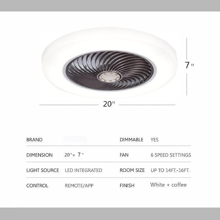 Bladeless Recessed Ceiling Fan with Light and Remote, Low Profile Enclosed Ceiling Fan, Smart LED Dimmable Hidden Ceiling Fan for Bedroom Living Room-5-ErisView