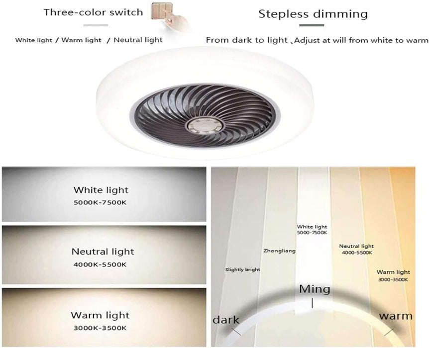 Bladeless Recessed Ceiling Fan with Light and Remote, Low Profile Enclosed Ceiling Fan, Smart LED Dimmable Hidden Ceiling Fan for Bedroom Living Room-7-ErisView