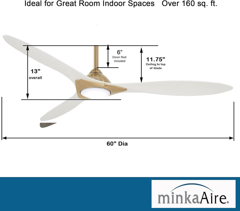 Brass Ceiling Fan, White Flat Ceiling Fan, Outdoor Ceiling Fans without Lights-3-ErisView