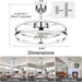 Brushed Nickel Ceiling Fan with Lights and Remote, Modern Fan with Dimmable LED Light, Bladeless Fandelier Ceiling Fan with Light for Kitchen-2-ErisView