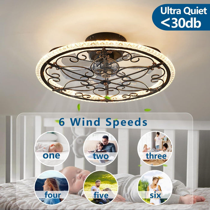 Caged Ceiling Fan with Light Remote Control, Farmhouse Industrial Retro Ceiling Fan with Light for Kitchen Bedroom Living Room-7-ErisView