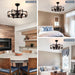 Caged Ceiling Fan with Light Remote, Vintage Industrial Ceiling Fans Fandelier for Bedroom, Bladeless Ceiling Fans Chandelier for Living Room Dining Room-8-ErisView