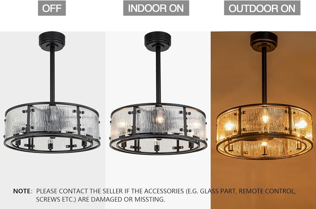 Caged Ceiling Fan with Light and Remote, Black Ceiling Fan Light Fixture, Farmhouse Modern Rustic Ceiling Fans with Lights for Bedroom Living Room-3-ErisView