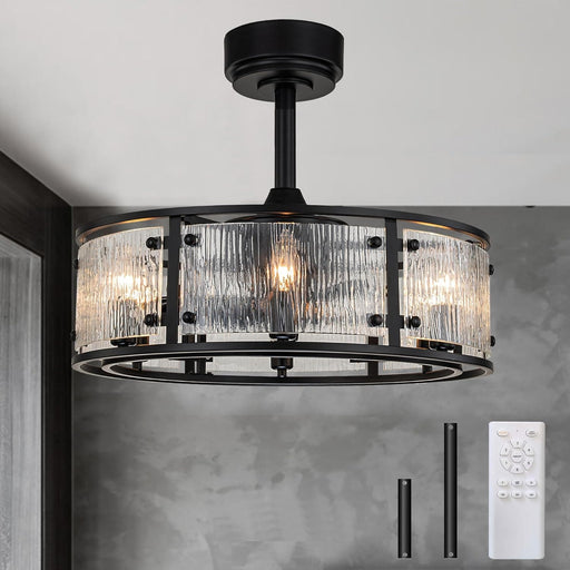 Caged Ceiling Fan with Light and Remote, Black Ceiling Fan Light Fixture, Farmhouse Modern Rustic Ceiling Fans with Lights for Bedroom Living Room-1-ErisView