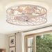 Caged Ceiling Fan with Lights, White Flush Mount Remote Control Fan, Small Low Profile Bladeless Ceiling Fan Light Fixture for Bedroom Kitchen Dining Room -8-ErisView