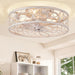 Caged Ceiling Fan with Lights, White Flush Mount Remote Control Fan, Small Low Profile Bladeless Ceiling Fan Light Fixture for Bedroom Kitchen Dining Room -1-ErisView
