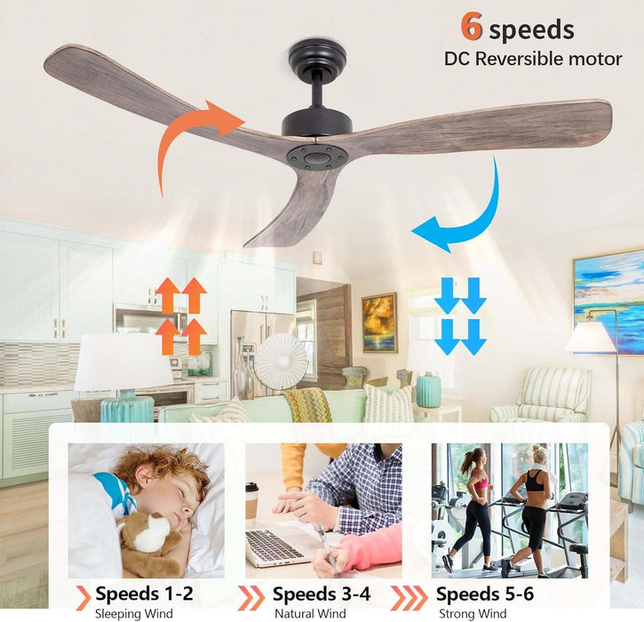Ceiling Fan NO Light, Farmhouse Reversible Wood Fans,3 Blade Ceiling Fan, Vaulted Ceiling Fan-4-ErisView