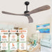 Ceiling Fan NO Light, Farmhouse Reversible Wood Fans,3 Blade Ceiling Fan, Vaulted Ceiling Fan-5-ErisView