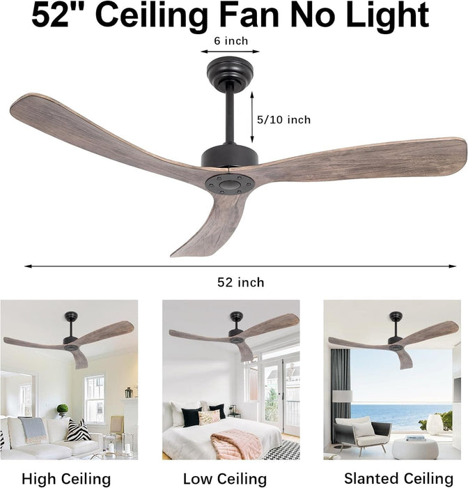 Ceiling Fan NO Light, Farmhouse Reversible Wood Fans,3 Blade Ceiling Fan, Vaulted Ceiling Fan-7-ErisView
