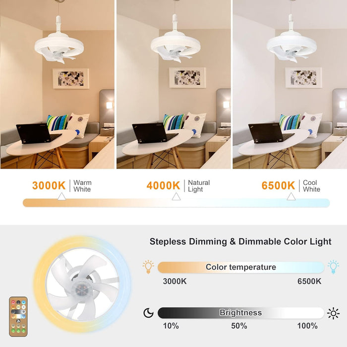 Ceiling Fan with LED Light and Remote, Dimmable Oscillating Ceiling Fan for Kitchen Bedroom Home, Office Ceiling Fan, Bathroom Ceiling Fan with Light-3-ErisView