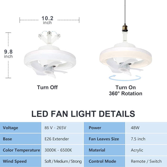 Ceiling Fan with LED Light and Remote, Dimmable Oscillating Ceiling Fan for Kitchen Bedroom Home, Office Ceiling Fan, Bathroom Ceiling Fan with Light-7-ErisView