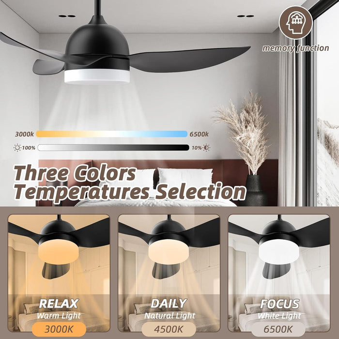 Ceiling Fan with Light Remote, LED Black Ceiling Fan, Quiet Reversible Fan in Winter Summer for Bedroom Kitchen Dining Room-3-ErisView
