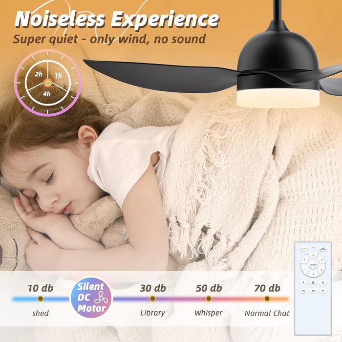 Ceiling Fan with Light Remote, LED Black Ceiling Fan, Quiet Reversible Fan in Winter Summer for Bedroom Kitchen Dining Room-5-ErisView