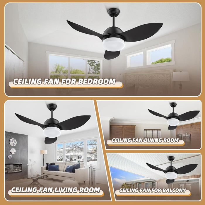 Ceiling Fan with Light Remote, LED Black Ceiling Fan, Quiet Reversible Fan in Winter Summer for Bedroom Kitchen Dining Room-6-ErisView