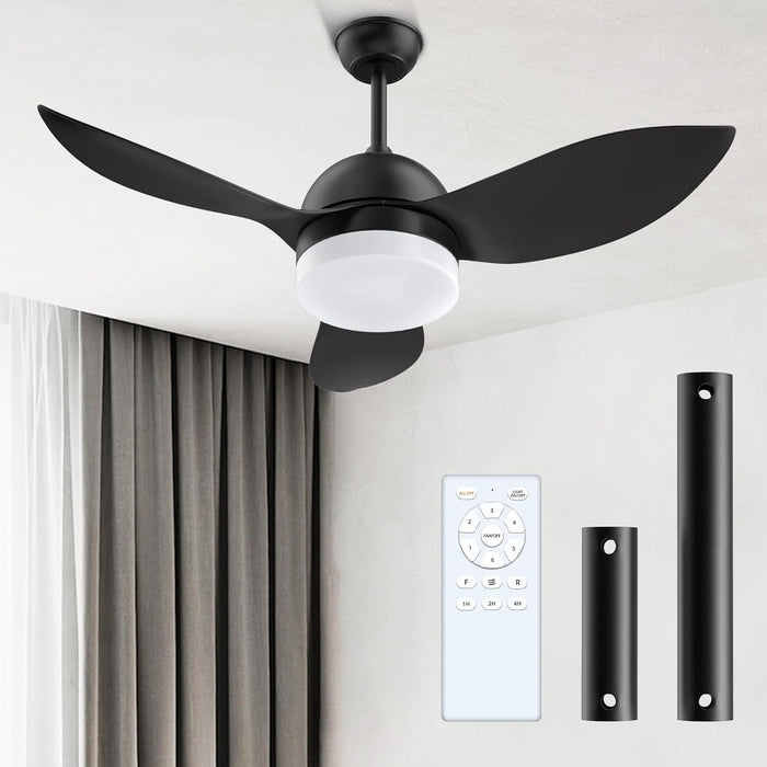 Ceiling Fan with Light Remote, LED Black Ceiling Fan, Quiet Reversible Fan in Winter Summer for Bedroom Kitchen Dining Room-1-ErisView